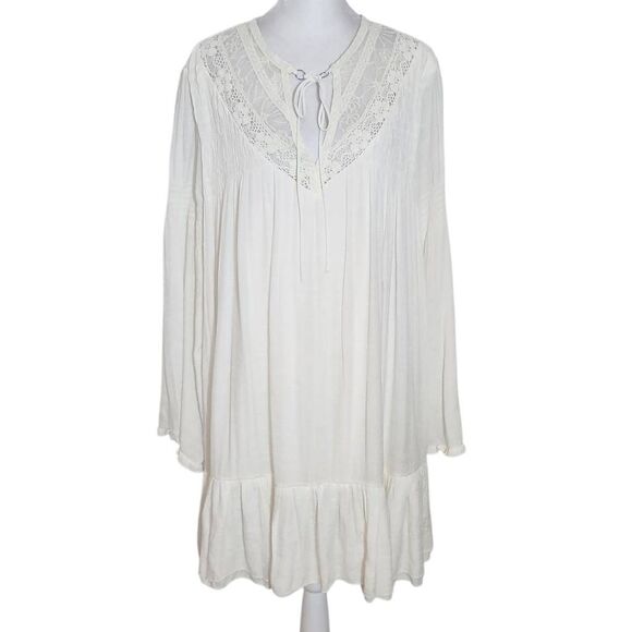 J. Gee Dresses & Skirts - J. Gee Cream Boho Mini Dress NWT Size Large Ivory Lace Shift Style Boho Dress